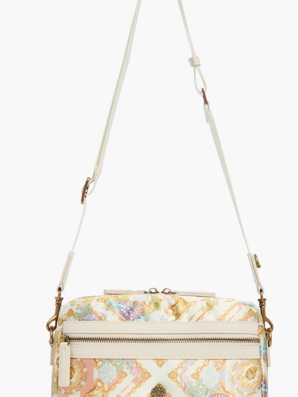 Kurt Geiger Cream Printed Crossbody with Gold Hardware